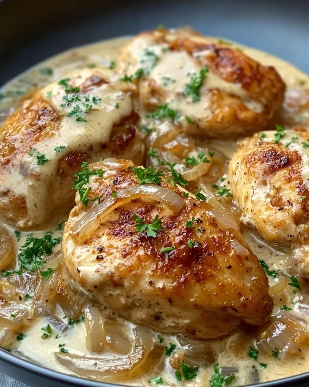 Bestes Zwiebel Sahne Hähnchen Rezept – Einfach & Cremig!