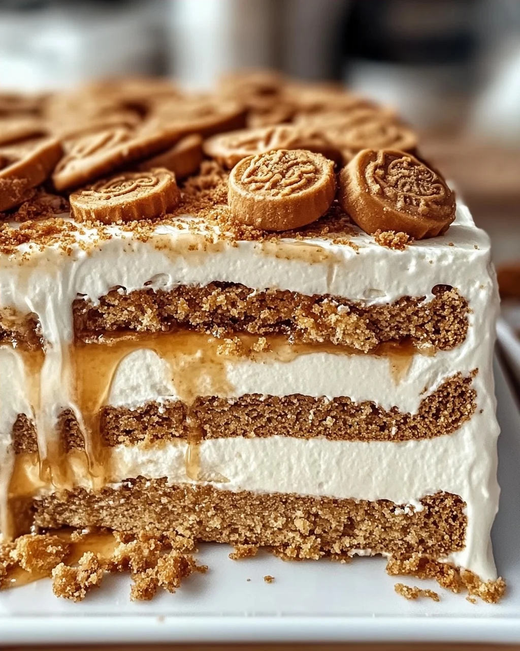 Biscoff Kühlschrankkuchen mit 4 Zutaten