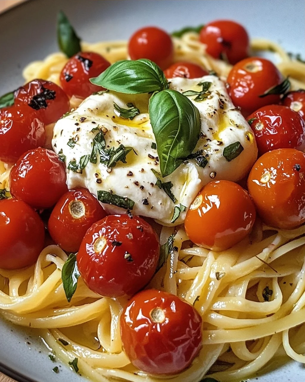 Burrata Pasta mit Tomaten Schnell & Einfach aus dem Ofen