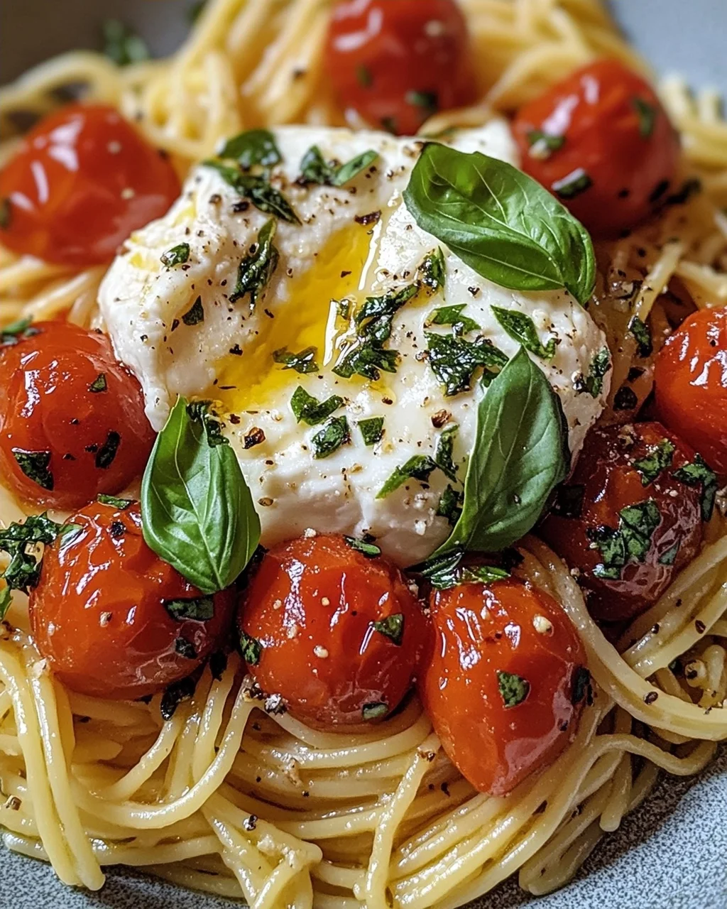 Burrata Pasta mit Tomaten Schnell & Einfach aus dem Ofen