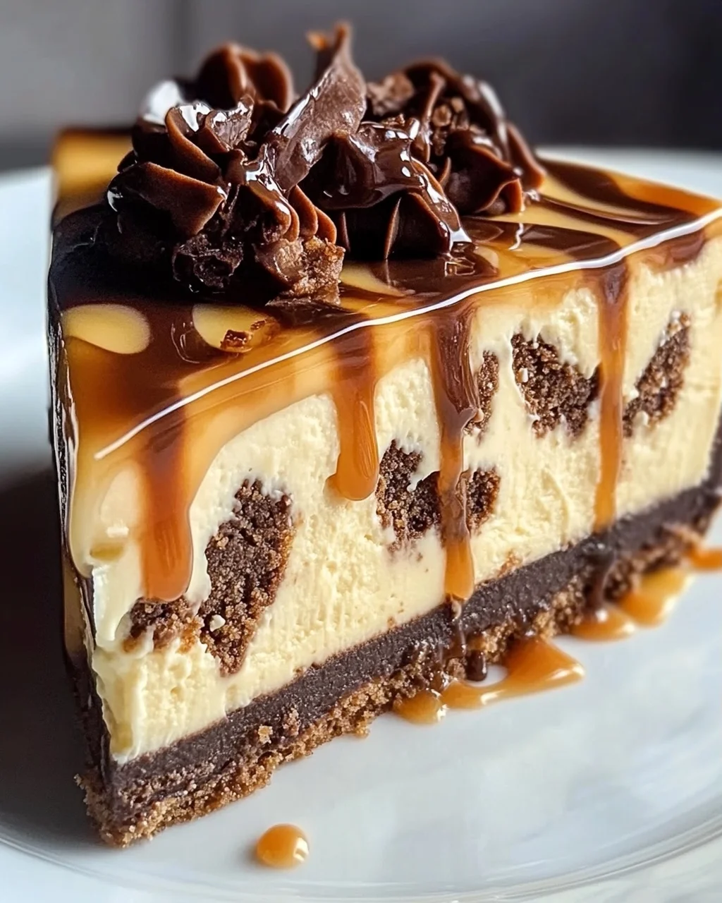 Cookie Dough Cheesecake mit Salted Caramel Swirl