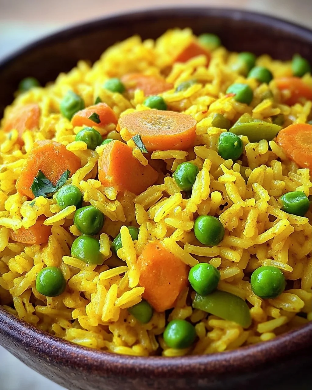 Curryreis mit Erbsen und Möhren