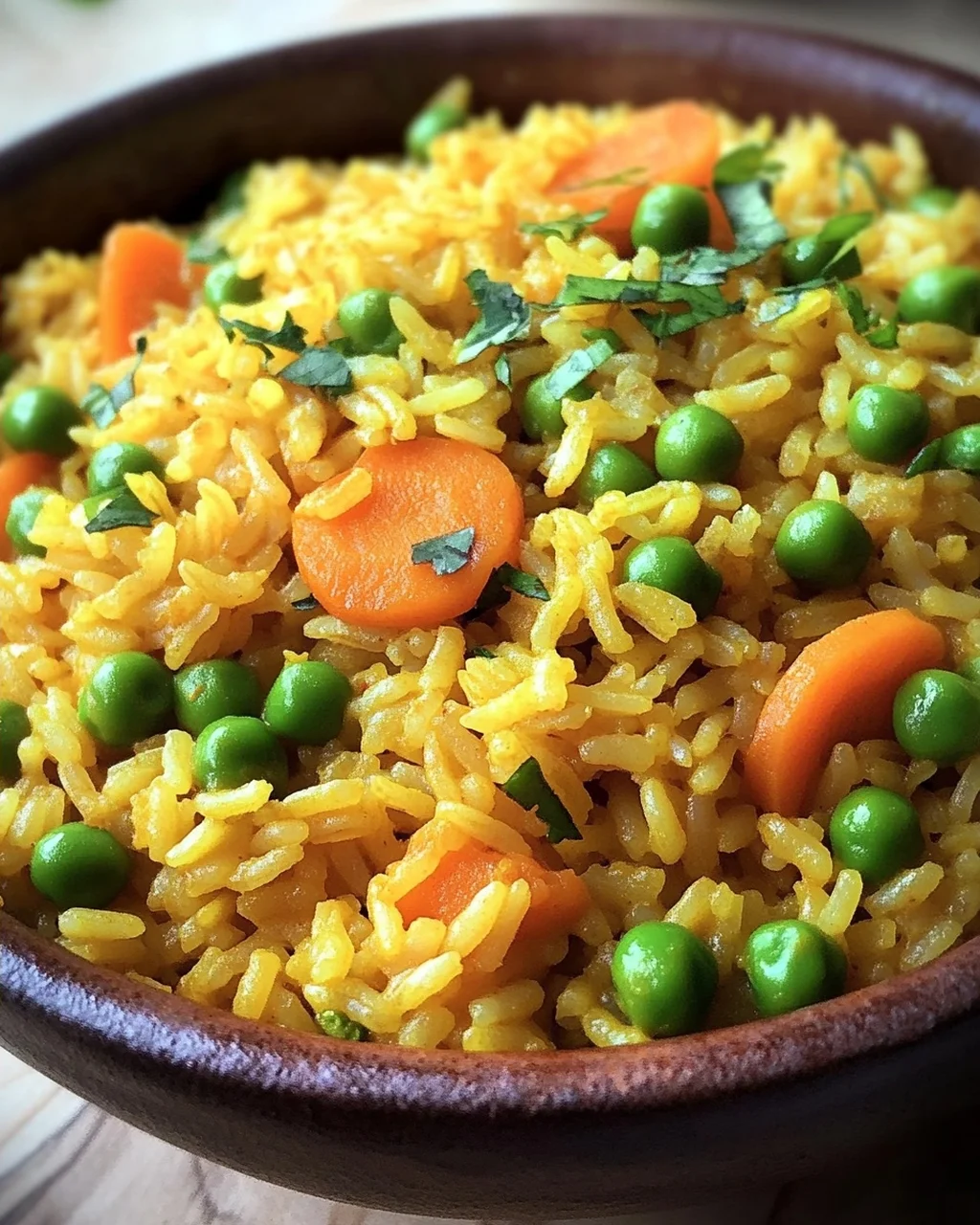 Curryreis mit Erbsen und Möhren