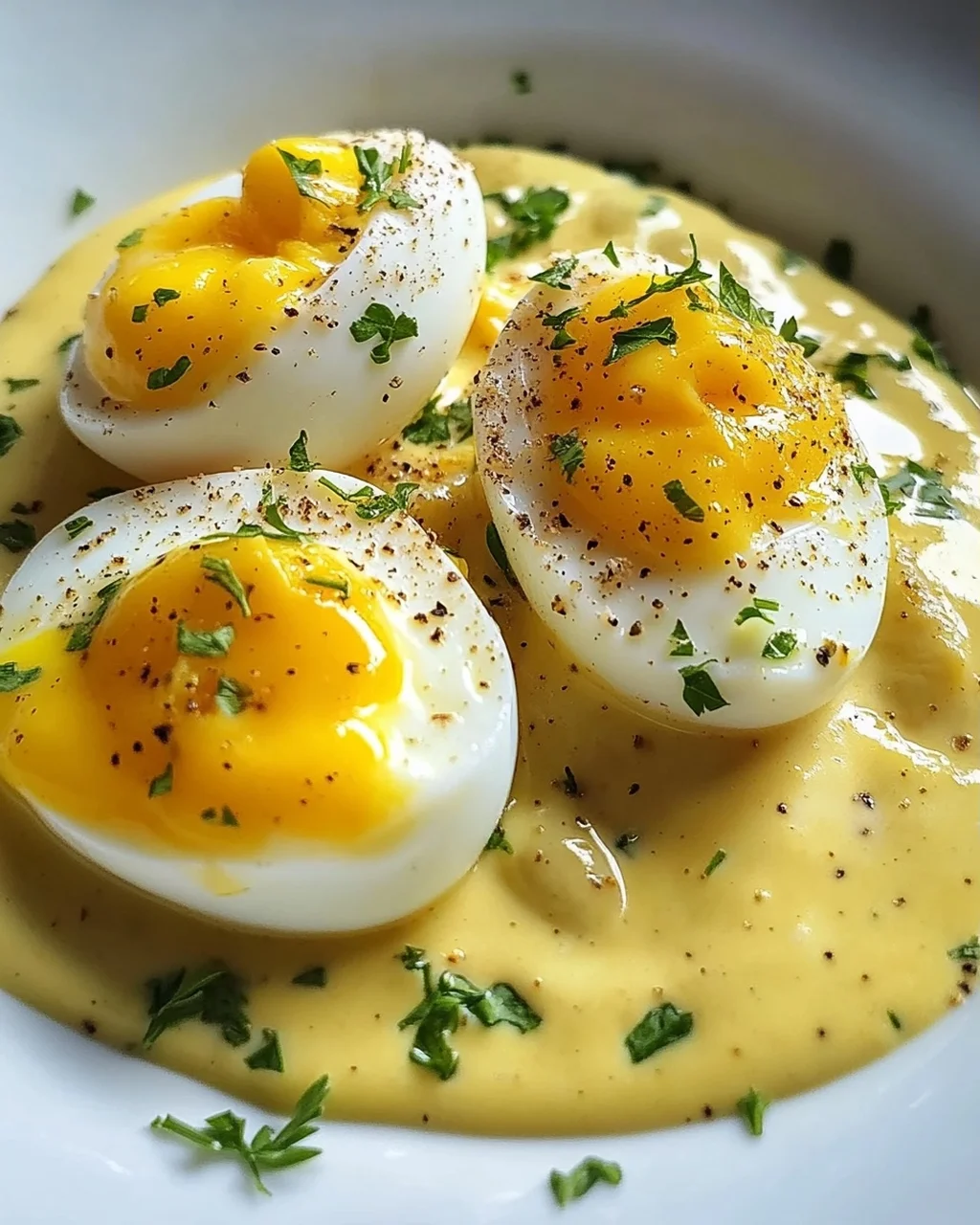 Eier in Senfsoße