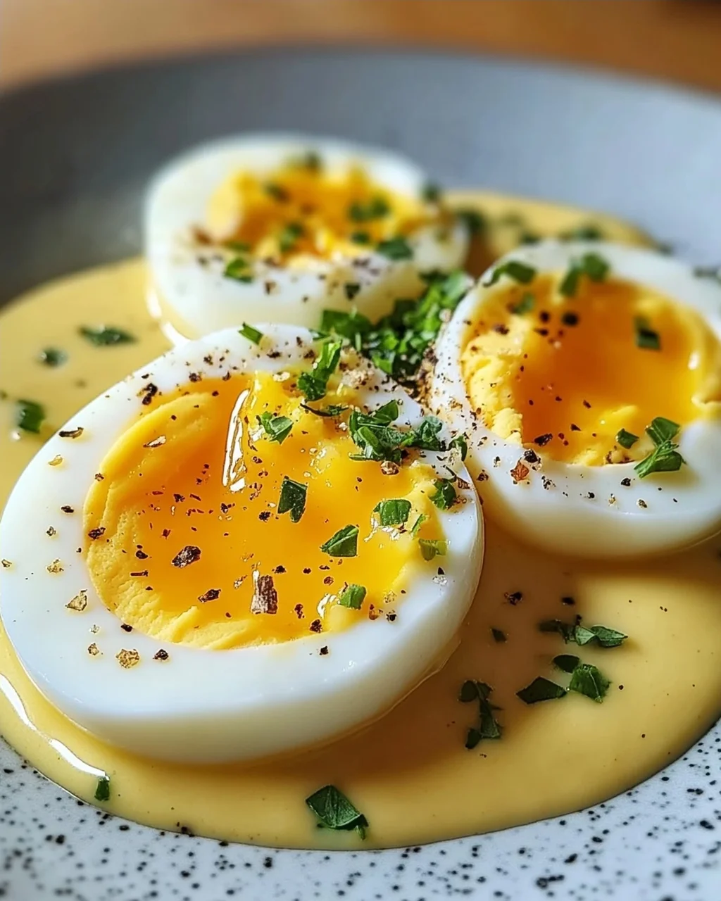 Eier in Senfsoße