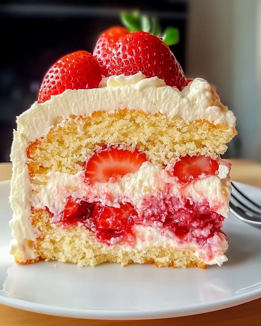 Erdbeer-Erdbeben-Kuchen mit cremigem Swirl