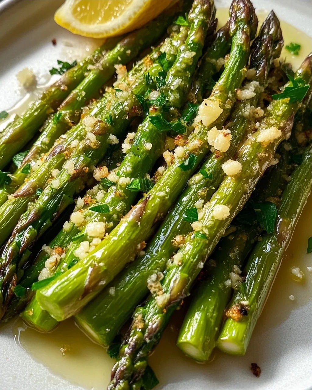 Fried Green Asparagus with Garlic and Lemon Recipe
