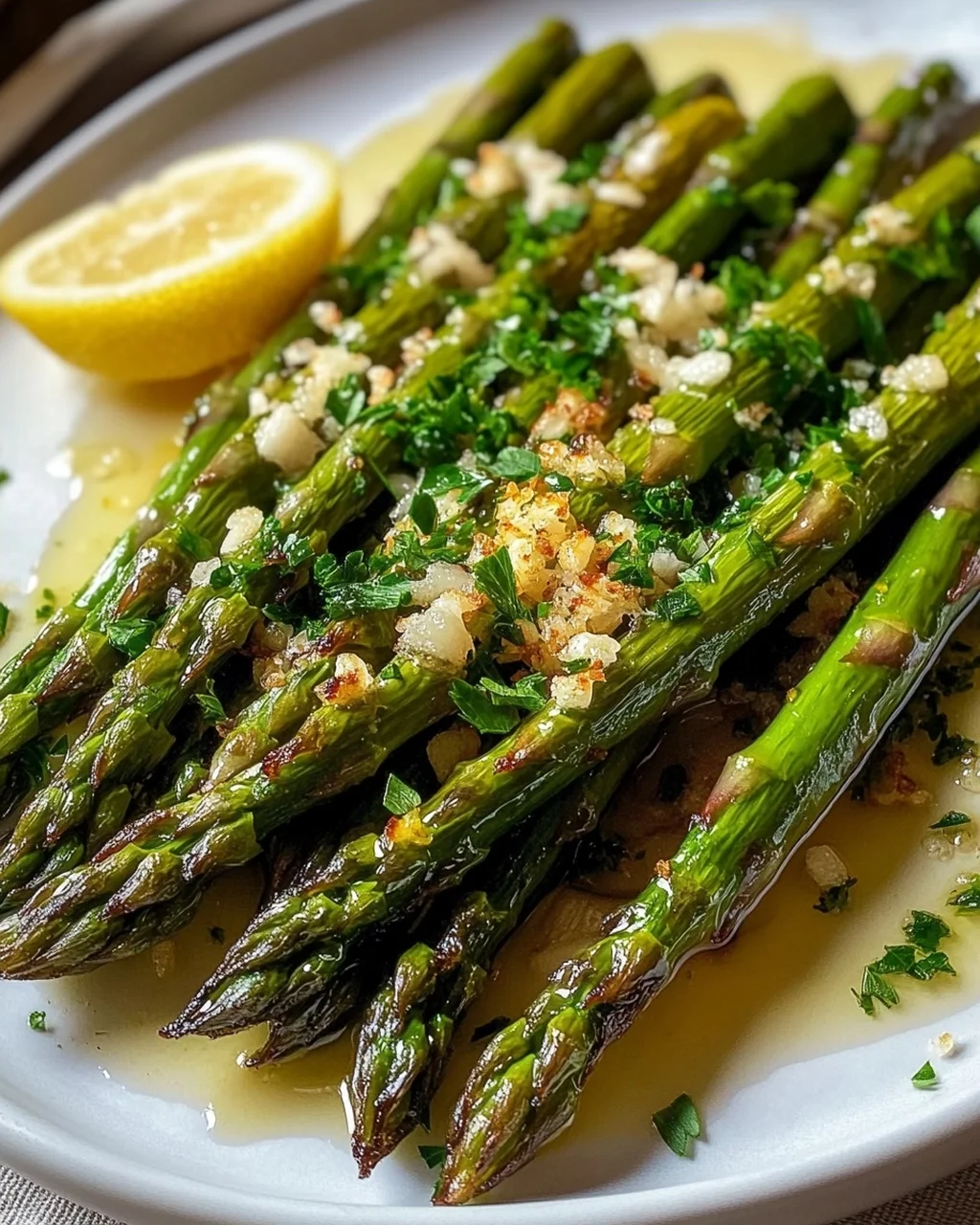 Fried Green Asparagus with Garlic and Lemon Recipe