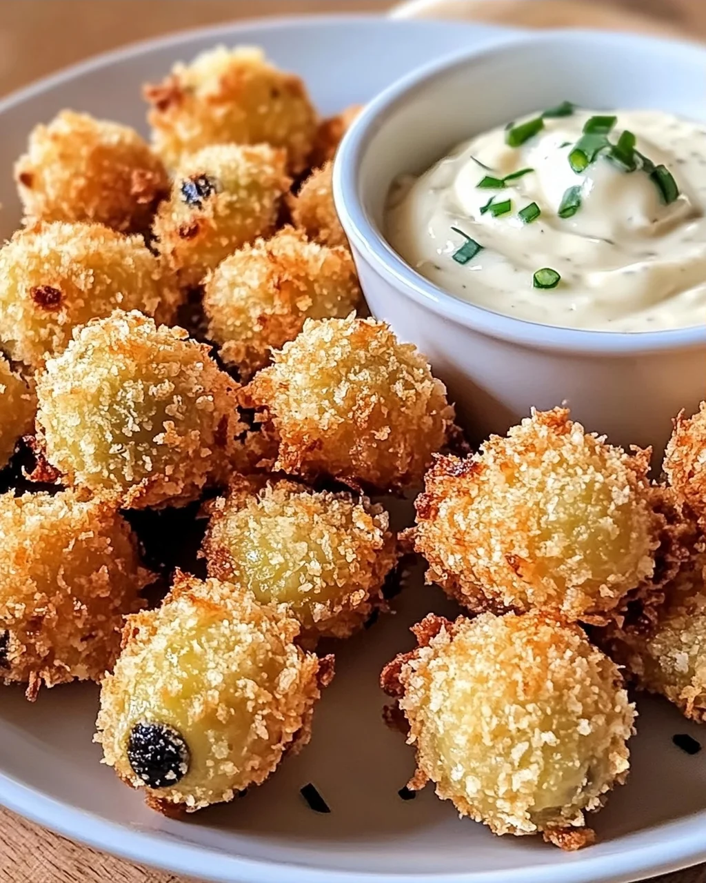 Frittierte Oliven mit Knoblauch-Aioli selbst gemacht