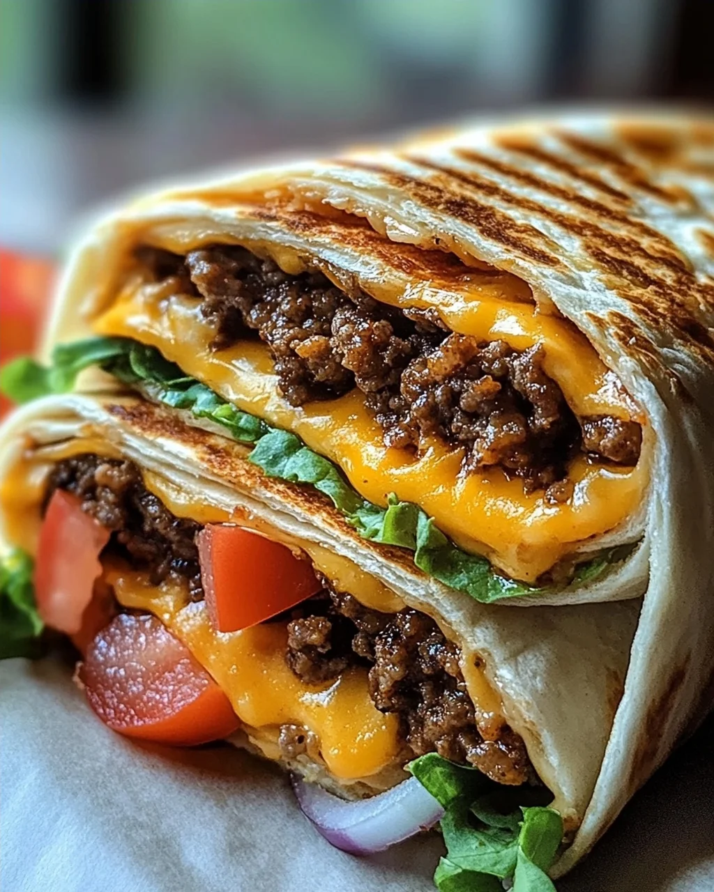 Gegrillte Cheeseburger-Wraps