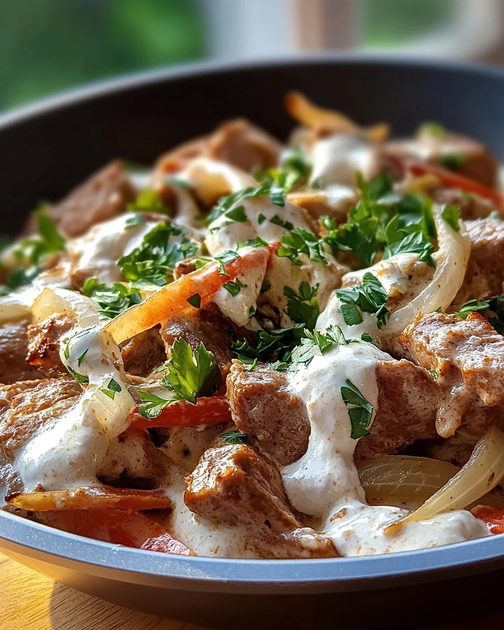 Gyros Pfanne mit Frischkäse: Cremig, würzig & super lecker!