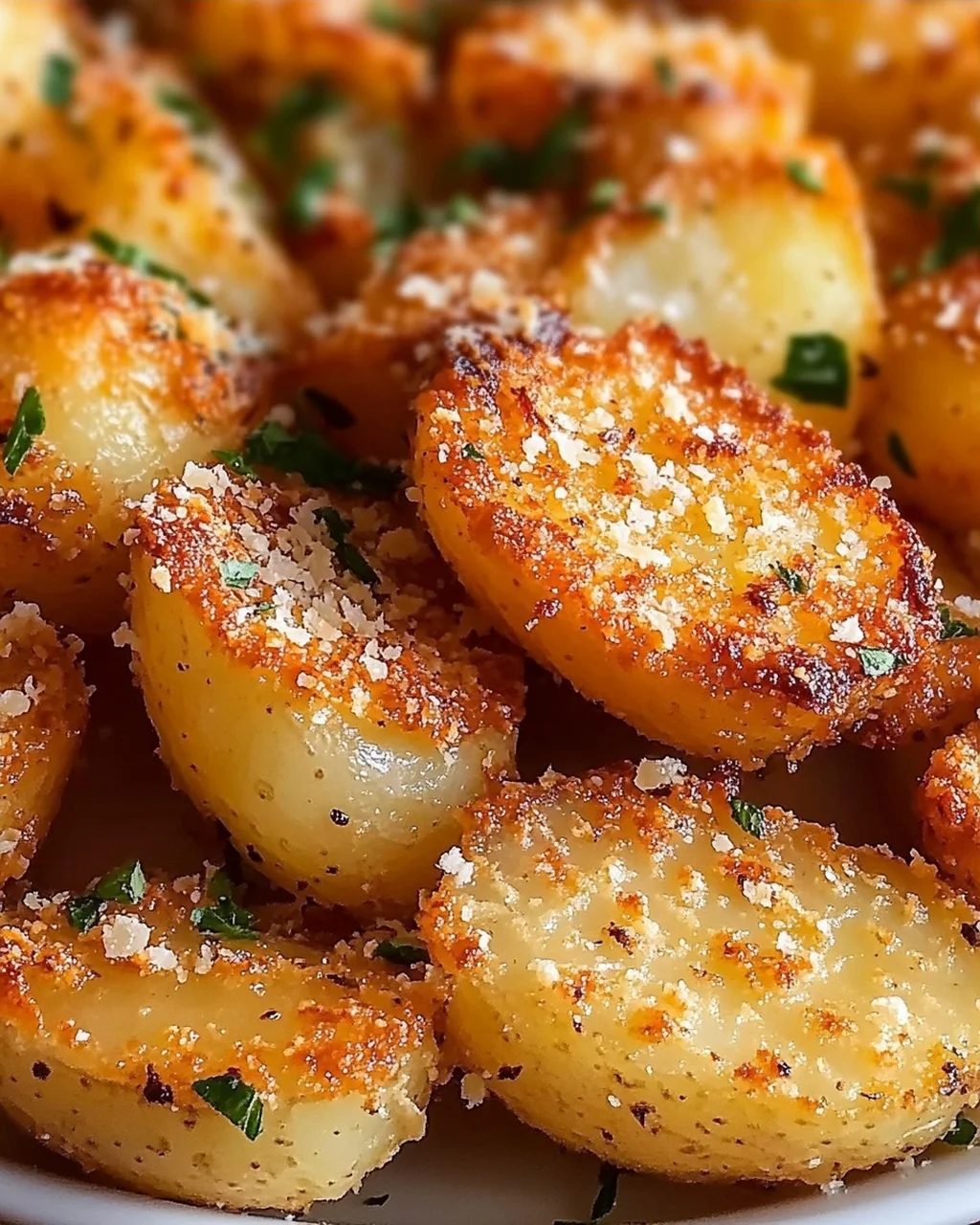 Knoblauch-Parmesan Krustenkartoffeln (Garlic Parmesan Crusted Potatoes)