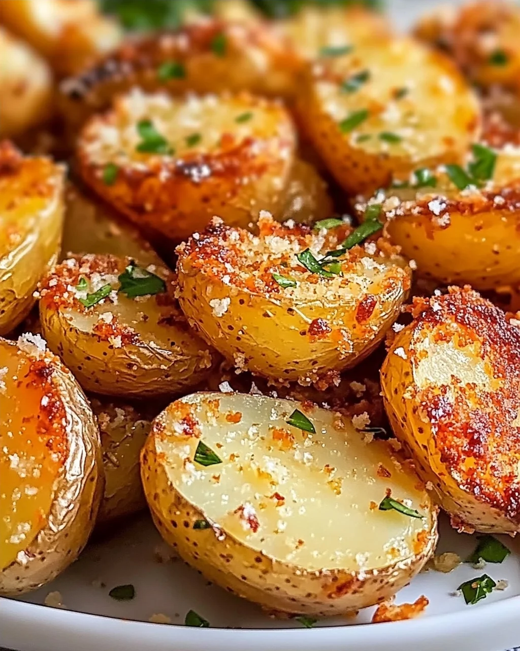 Knoblauch-Parmesan Krustenkartoffeln (Garlic Parmesan Crusted Potatoes)