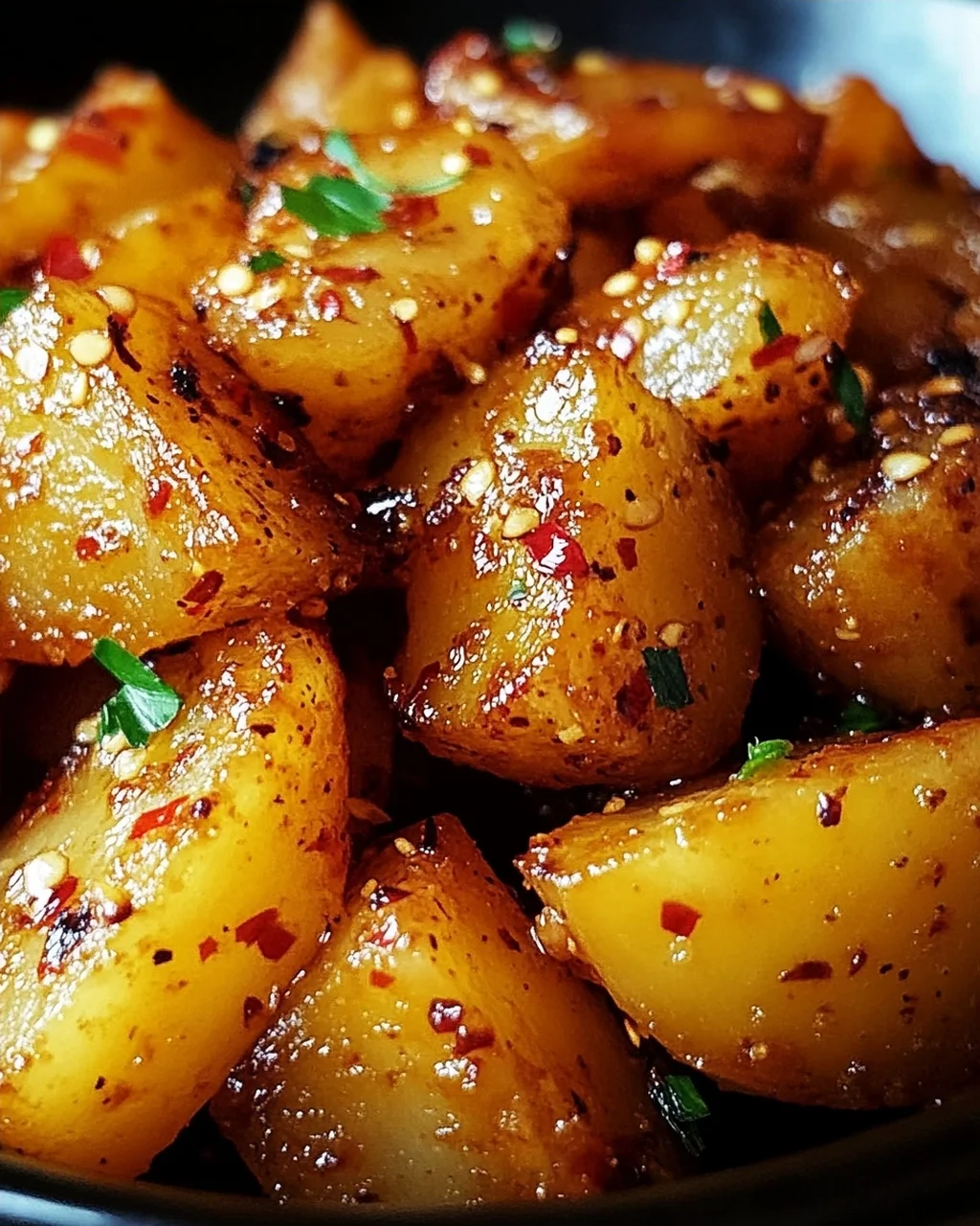 Knusprige Honig-Chili-Kartoffeln