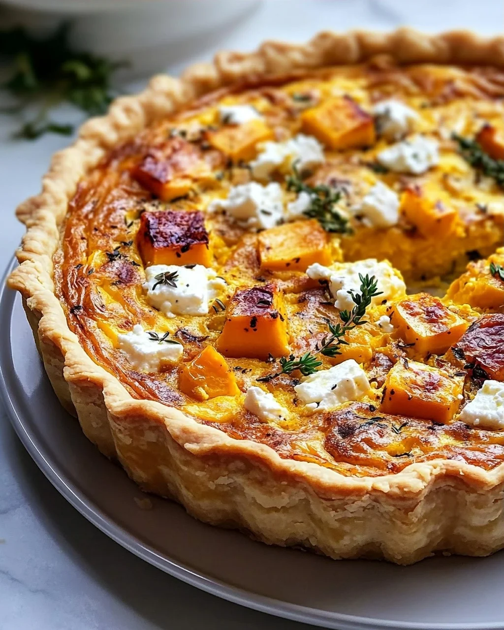 Kürbis Quiche mit Feta – Einfaches Rezept für Herbstgenuss!