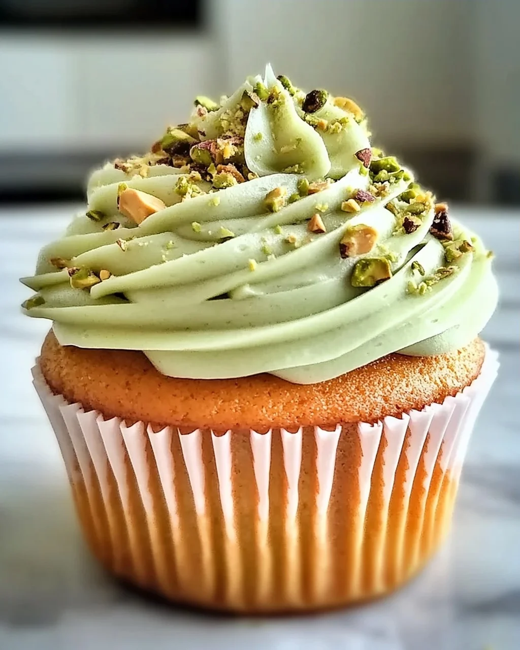 Pistazien-Cupcakes mit cremigem Vanille-Frosting