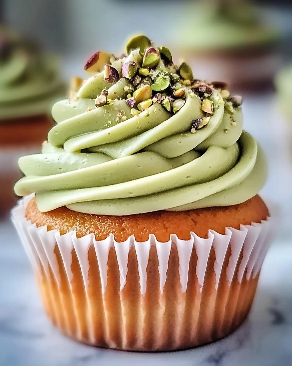 Pistazien-Cupcakes mit cremigem Vanille-Frosting