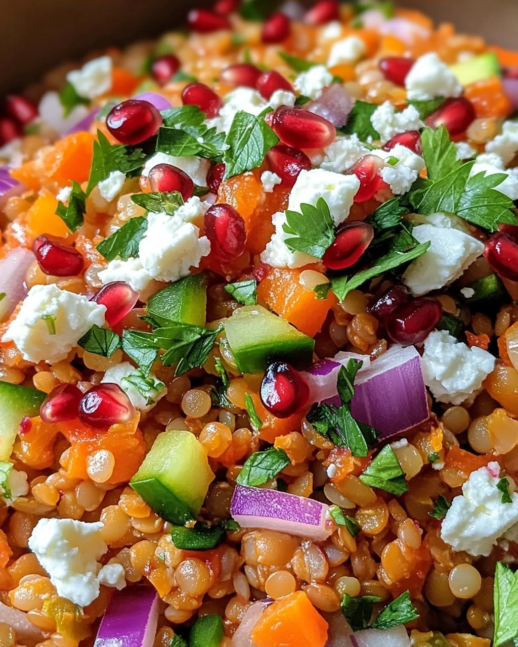 Rote Linsen Salat Orientalisch mit Feta