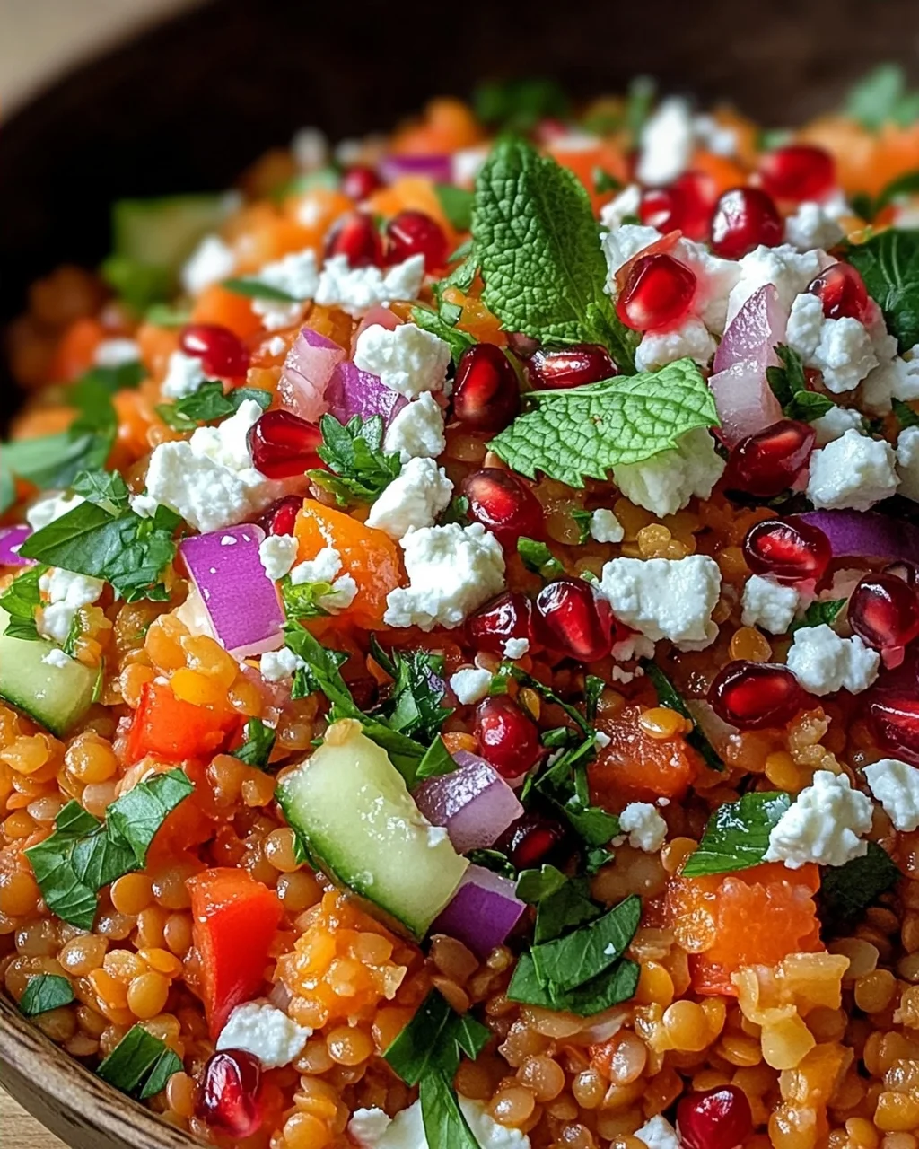 Rote Linsen Salat Orientalisch mit Feta