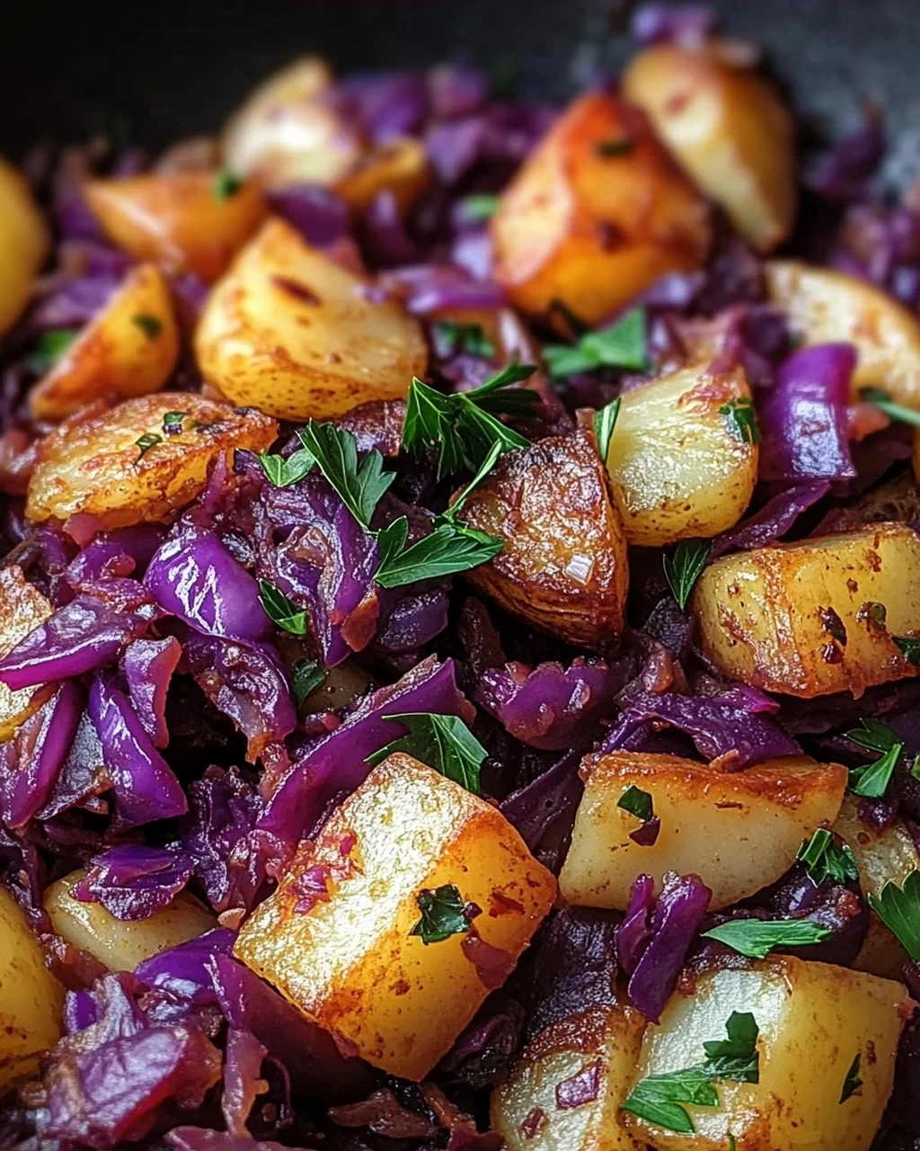 Rotkohl Pfanne mit Kartoffeln