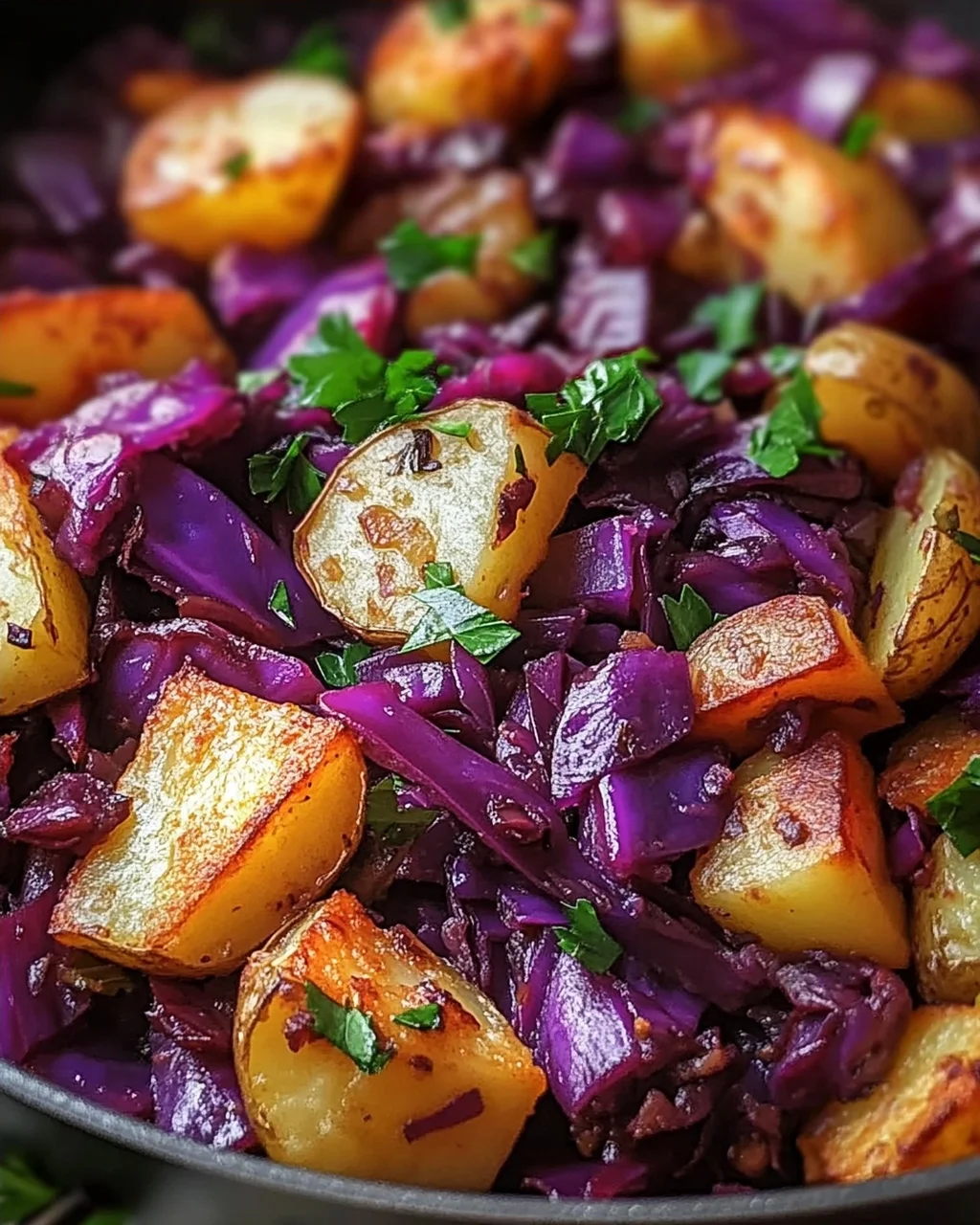 Rotkohl Pfanne mit Kartoffeln