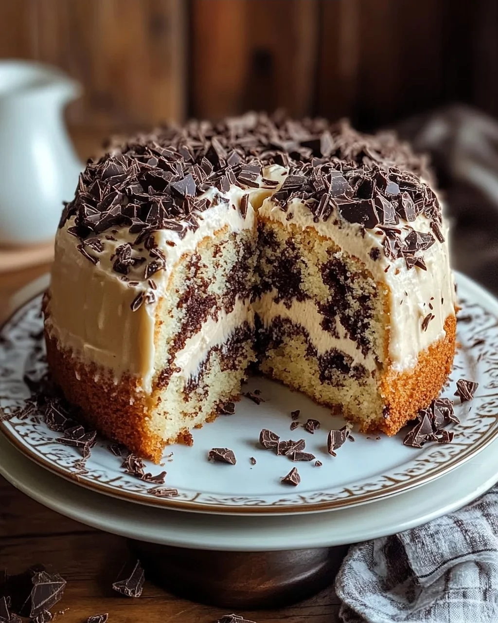 Saftiger und lockerer Eierlikörkuchen mit Schokoraspeln