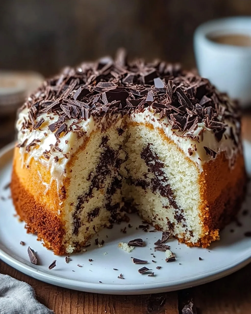 Saftiger und lockerer Eierlikörkuchen mit Schokoraspeln