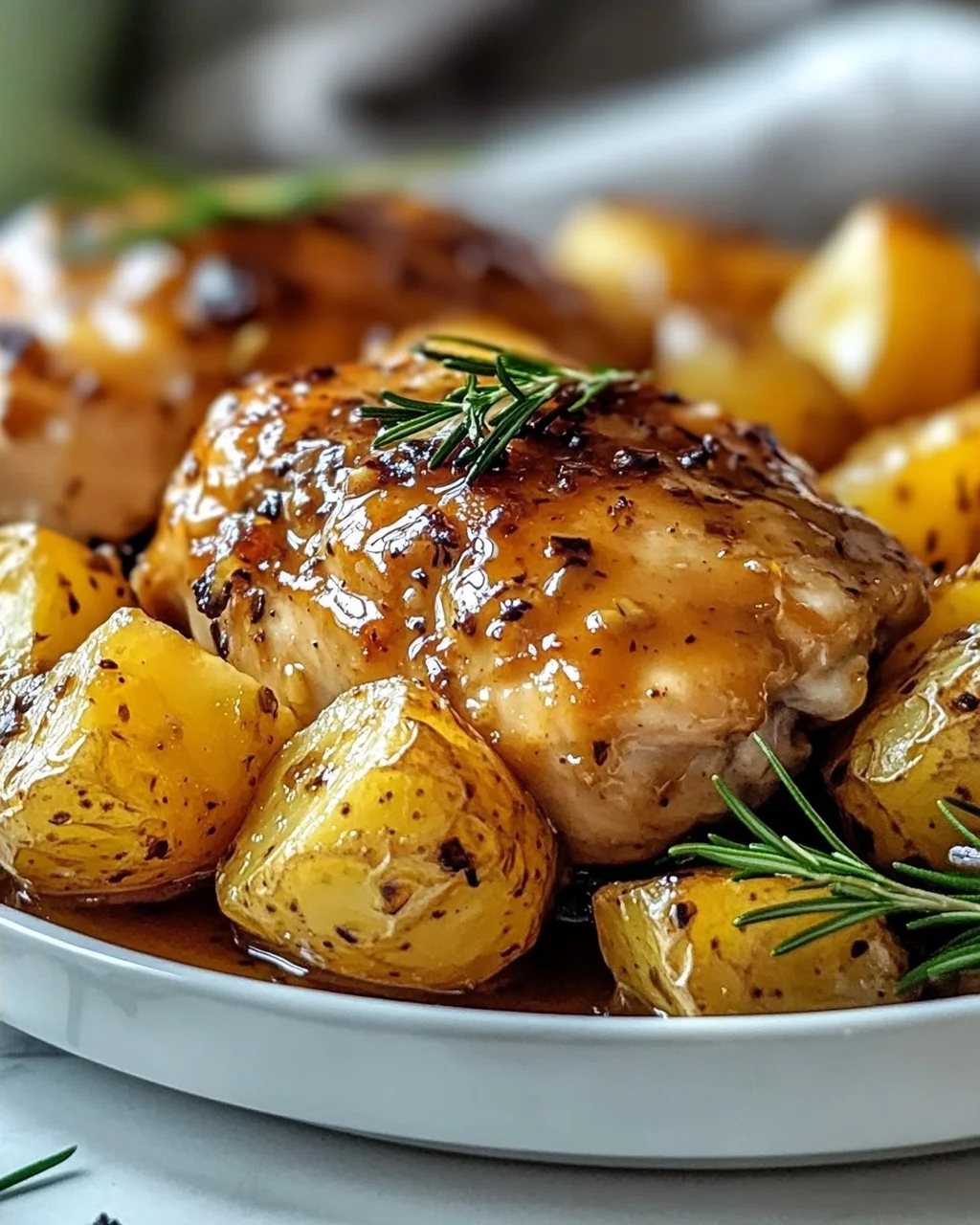 Saftiges Honig-Senf Hähnchen mit knusprigen Rosmarinkartoffeln