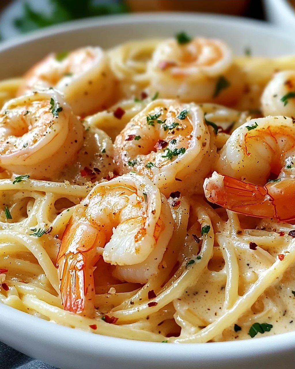 Spaghetti Mit Garnelen In Frischkäsesauce