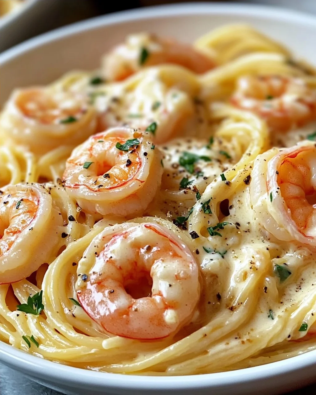 Spaghetti Mit Garnelen In Frischkäsesauce