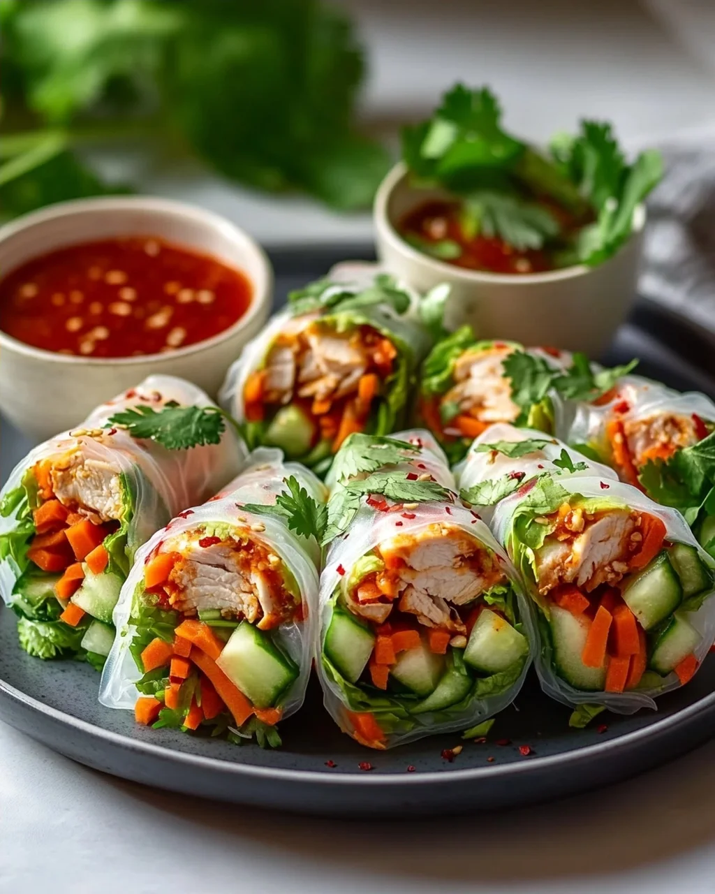 Spicy Asian Chili Chicken Rice Paper Wraps: Easy & Fresh