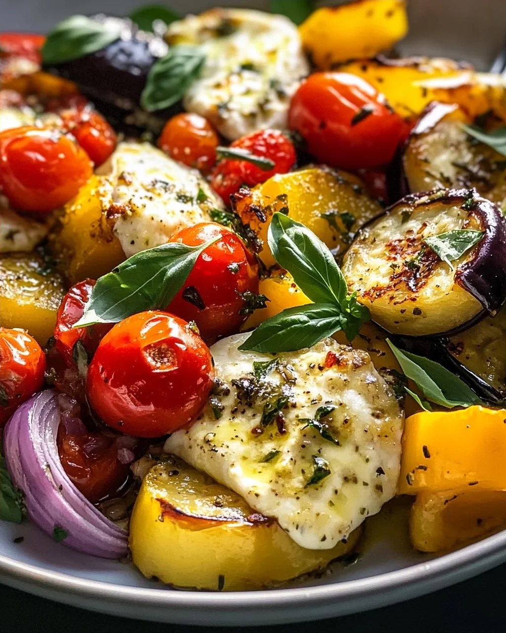 Überbackener Mozzarella auf Ofengemüse – Lecker & Gesund