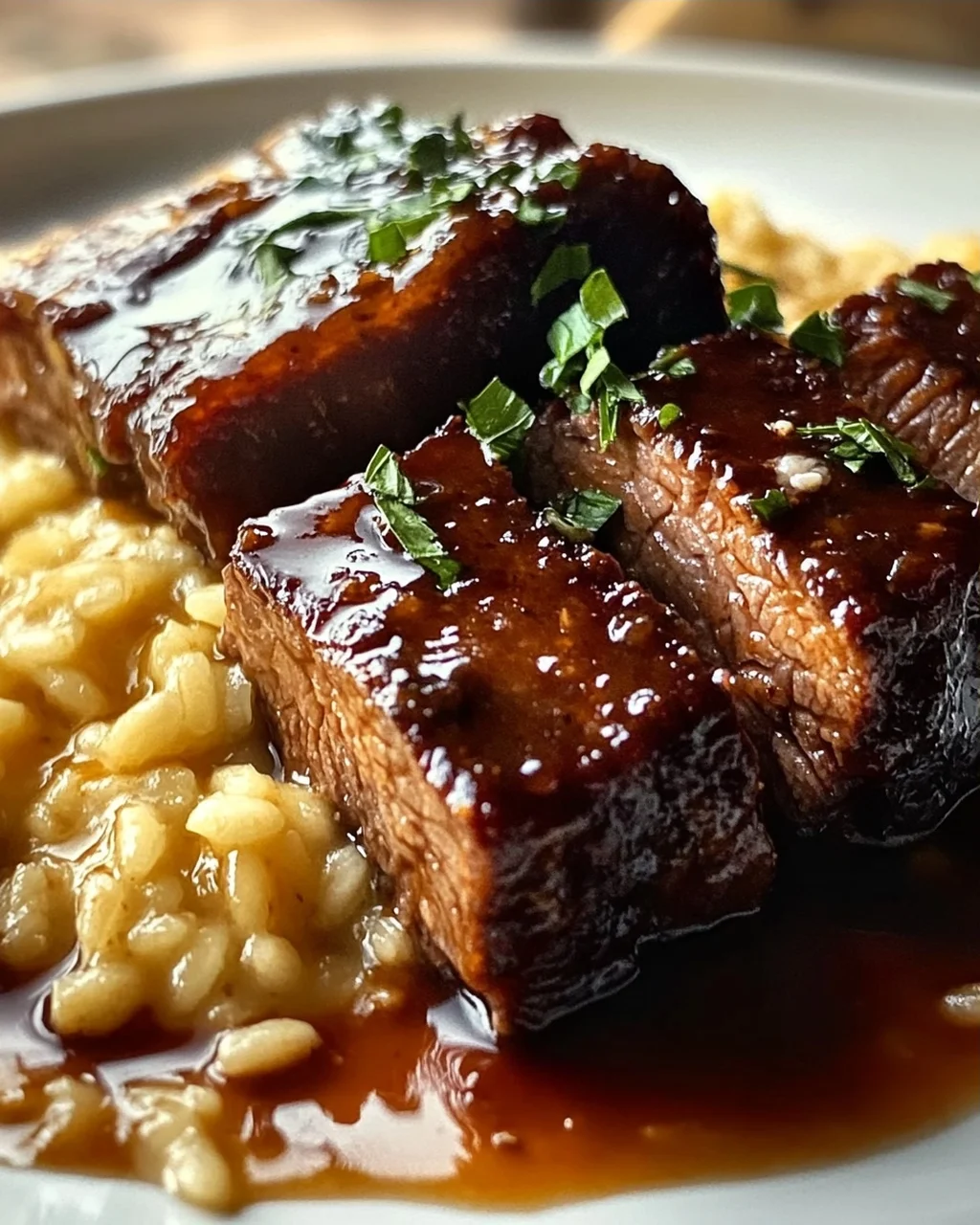 Zarte Rinderbrust in Cola mit cremigem Parmesan-Risotto