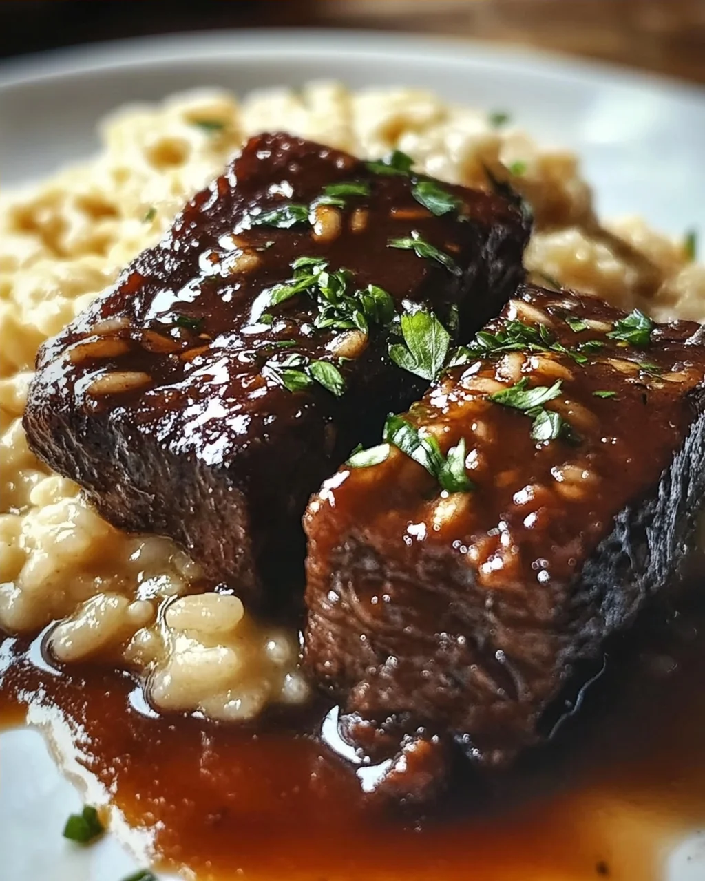 Zarte Rinderbrust in Cola mit cremigem Parmesan-Risotto