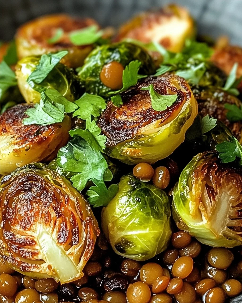 gebratener Rosenkohl mit Berglinsen